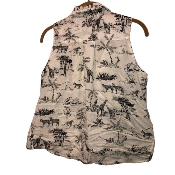 Banana Republic ZEBRA GIRAFFE print sleeveless Out of Africa Safari Shir… - Picture 4 of 4